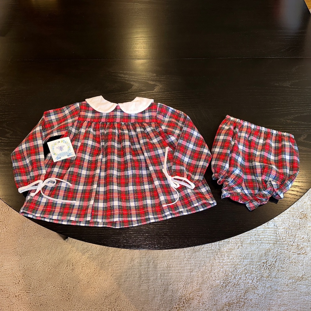 NEW Charlotte Proper Plaid Dress & Bloomers, size 4t